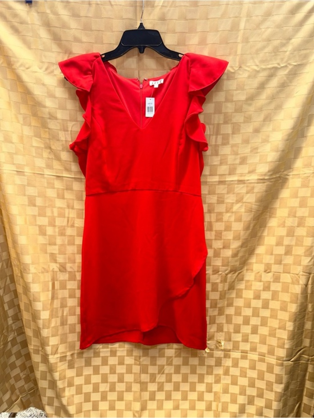 TCEC Red Ruffle Sleeve Mini Dress